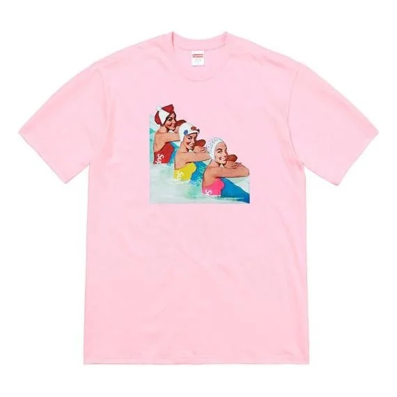 Supreme SS18 Swimmers Tee Dark Slate Printing Short Sleeve Unisex Pink SUP-SS18-10435 - 1