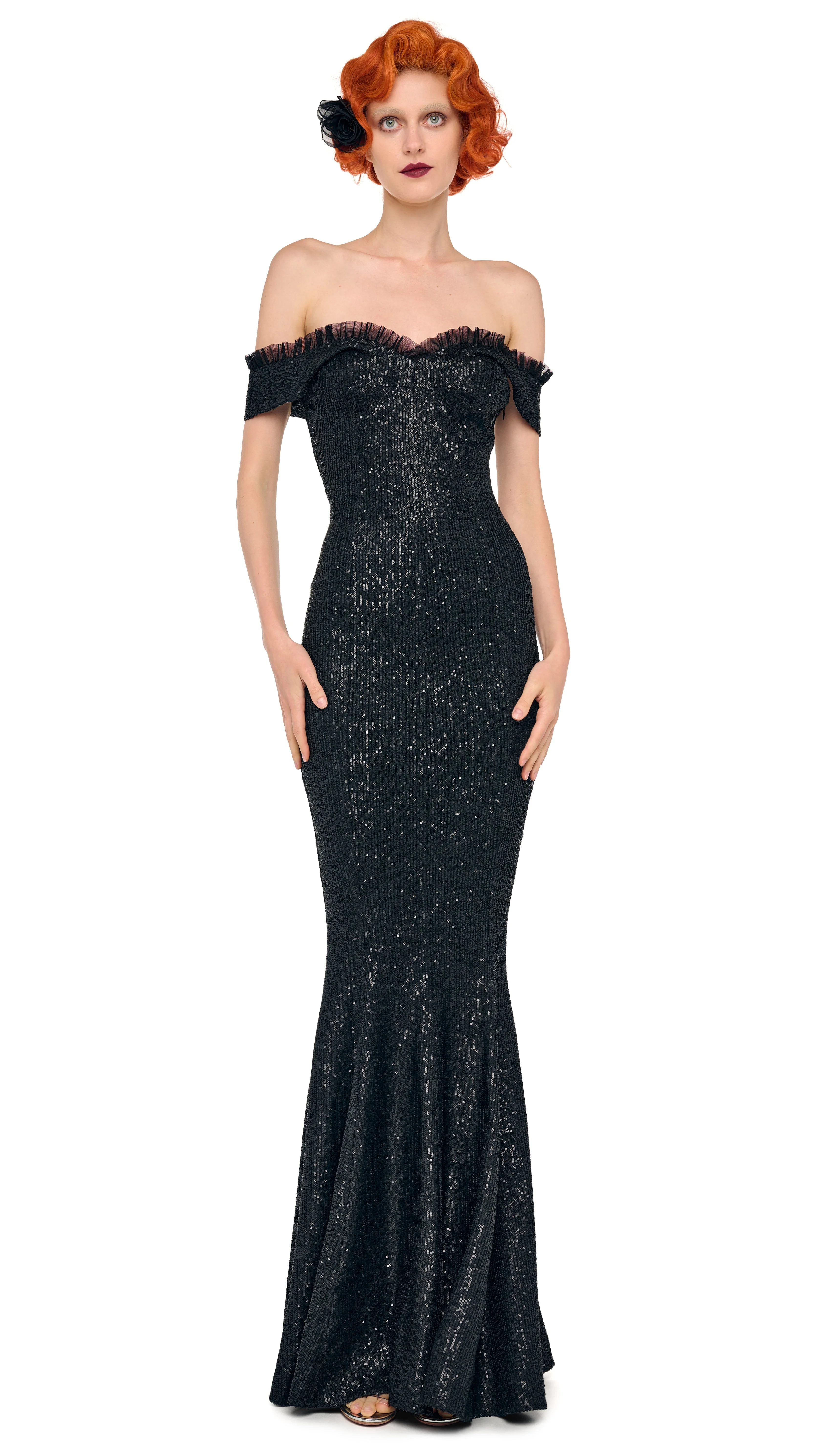 DOUBLE DROP SHOULDER GRACE FISHTAIL GOWN - 1