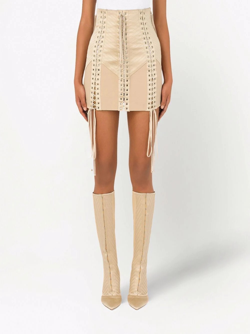 high-waisted lace-up skirt - 3