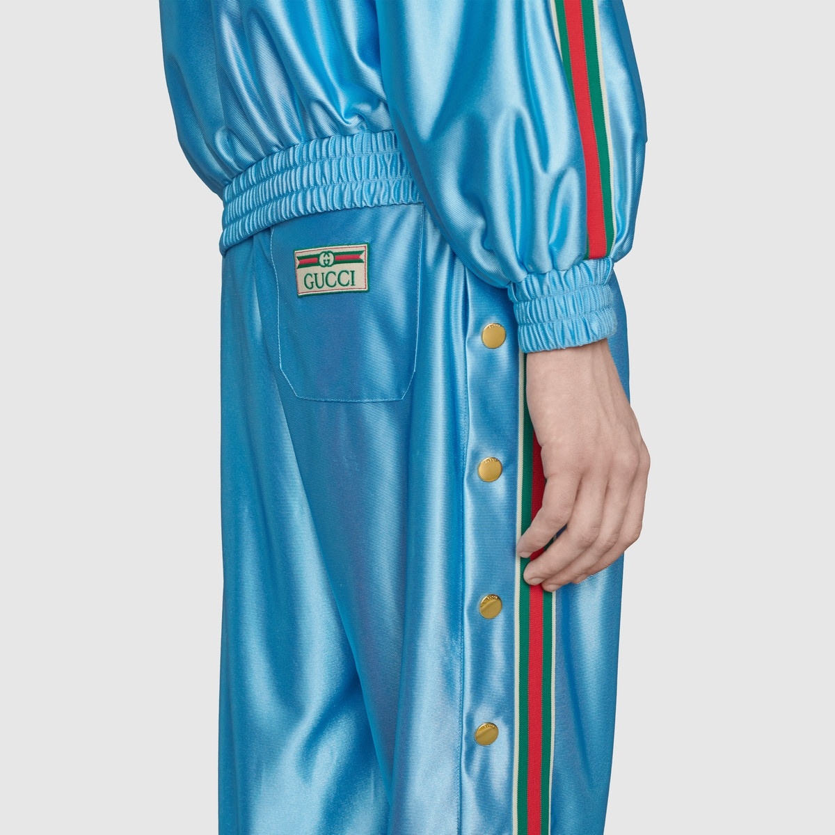 Shiny jersey jogging pant with Web - 5