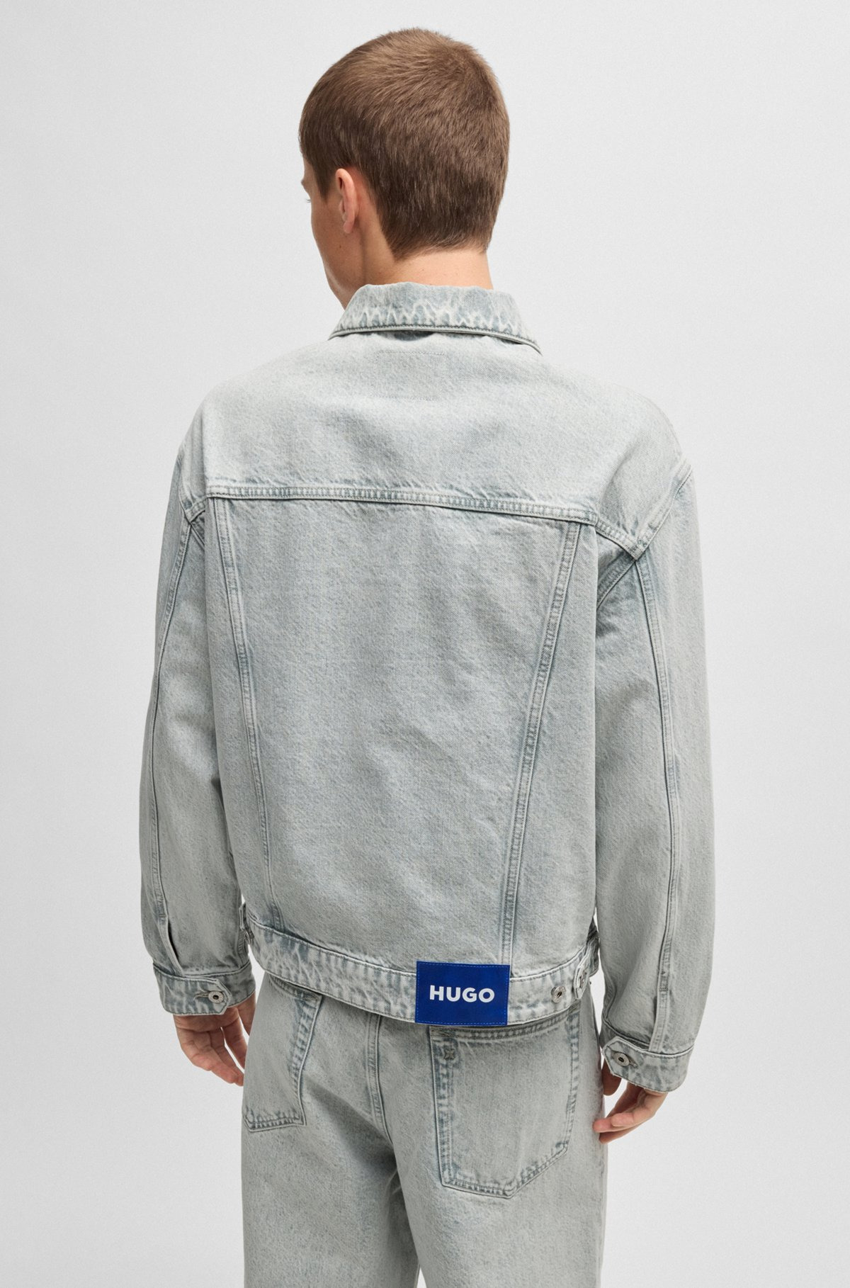 REGULAR-FIT JACKET IN LIGHT-GRAY STONEWASHED DENIM - 4
