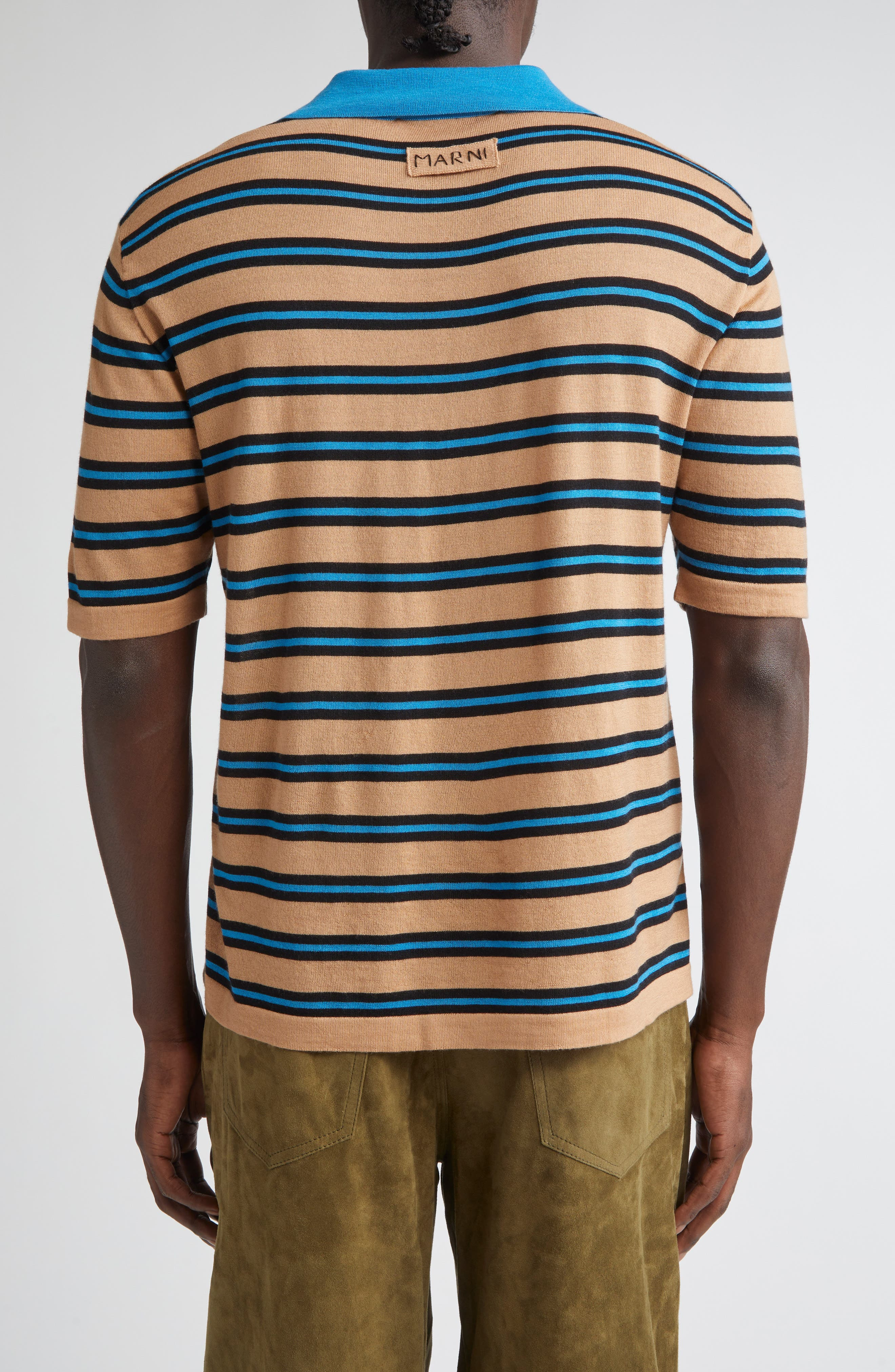 Marni Stripe Virgin Wool Polo in Caramel at Nordstrom - 3