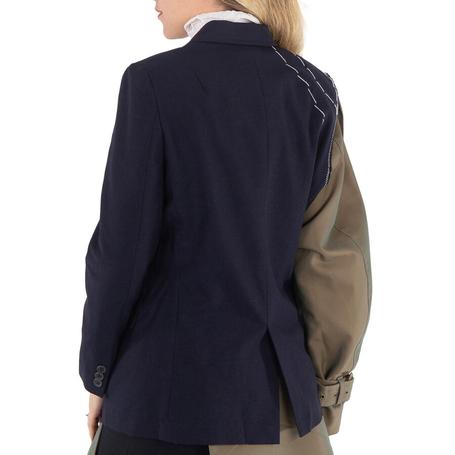 Kolor Ladies Navy Deconstructed Panelled Single-Breasted Blazer - 3
