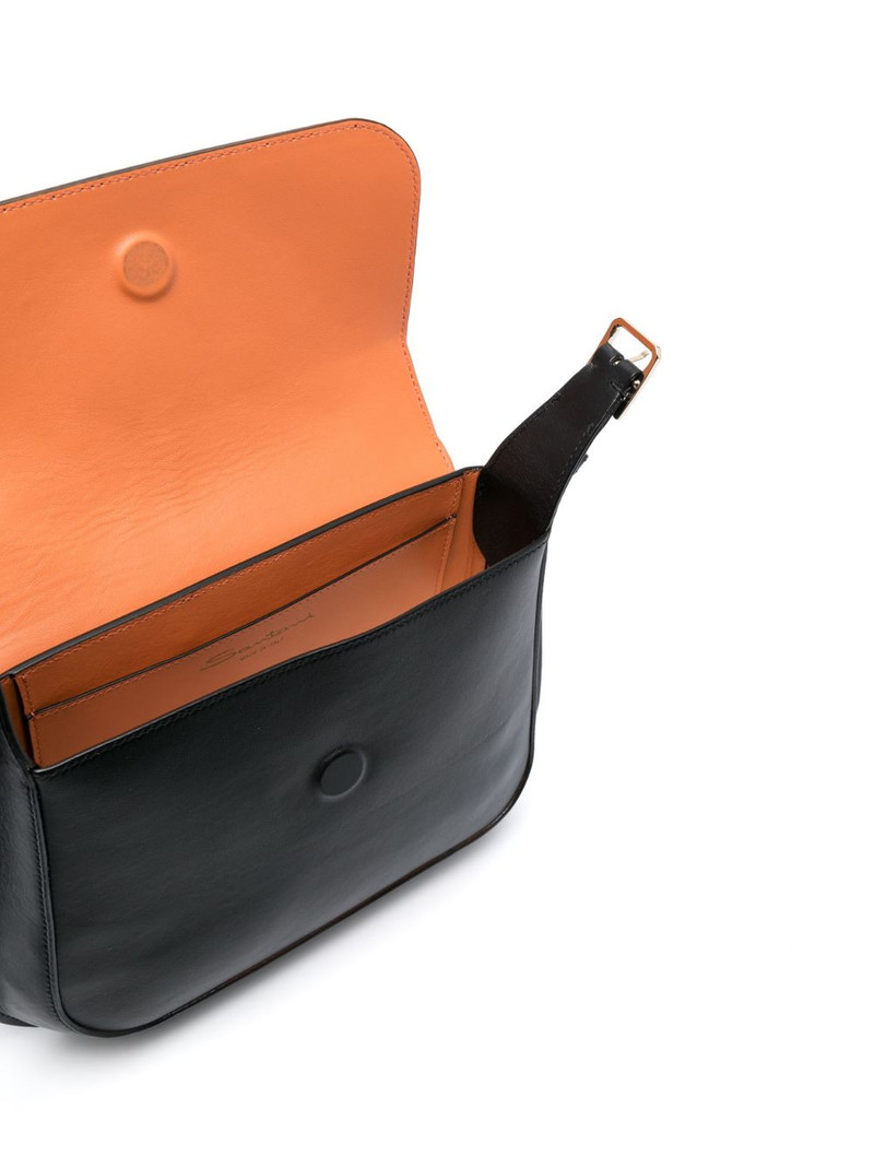 medium logo-debossed leather shoulder bag 5