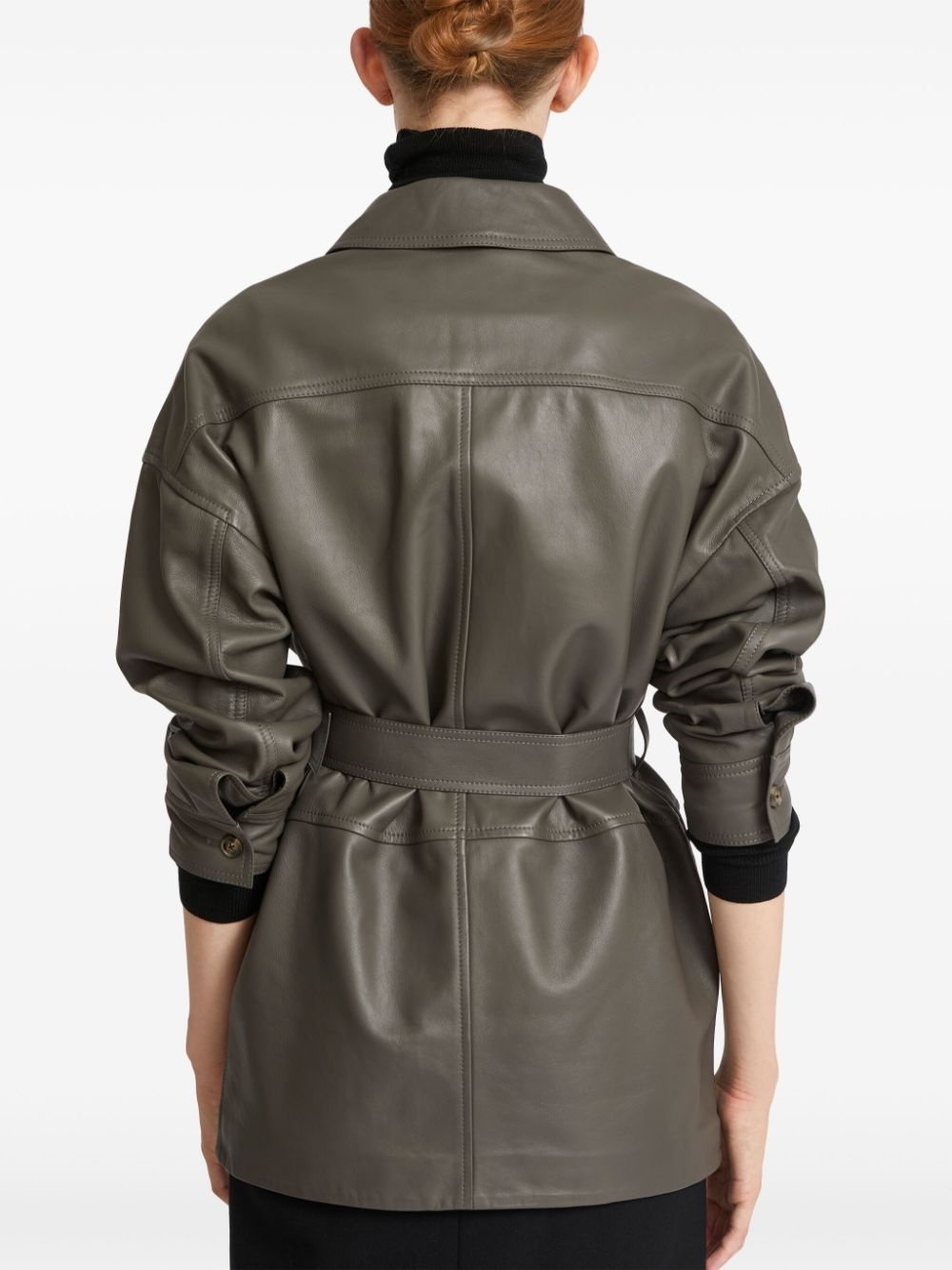 belted leather jacket - 4