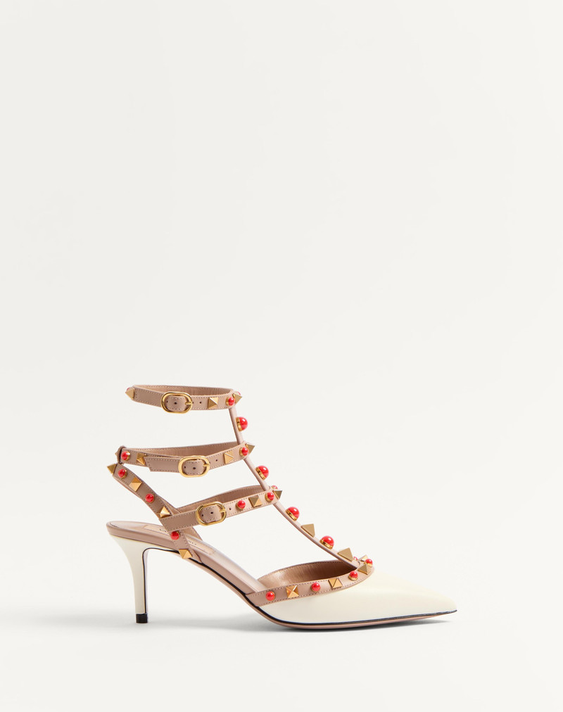ROCKSTUD CALFSKIN PUMPS WITH CABOCHON STONES 65MM - 1