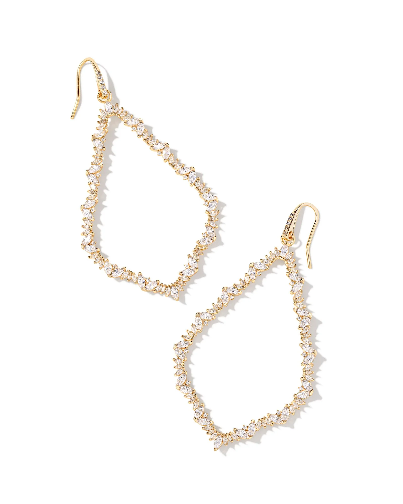Sophee Gold Crystal Open Frame Earrings in White CZ - 1