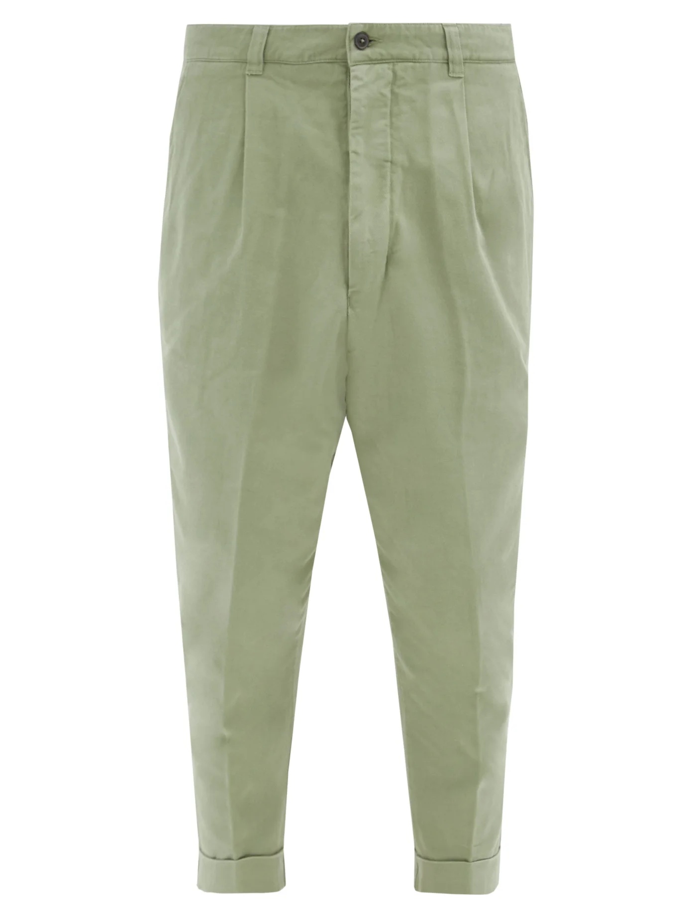 Cropped cotton-twill trousers - 1