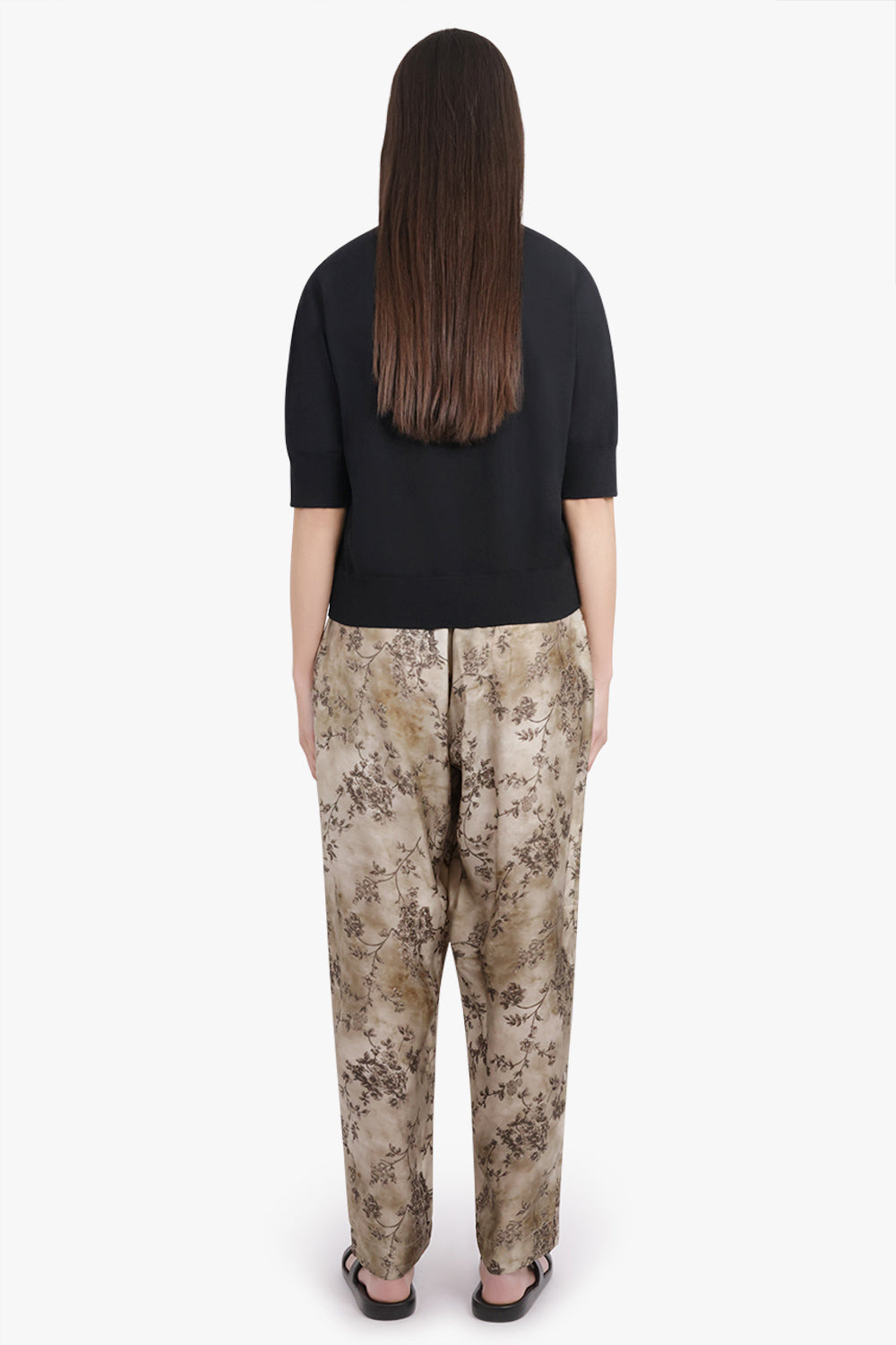 PALMER FLORAL PRINT RELAXED CRINKLE PANT | SMOKE WHITE/GREY - 5