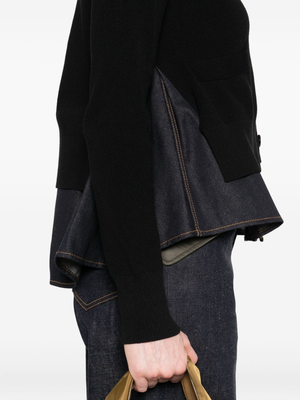 Sacai Women Denim And Cotton Cardigan - 4
