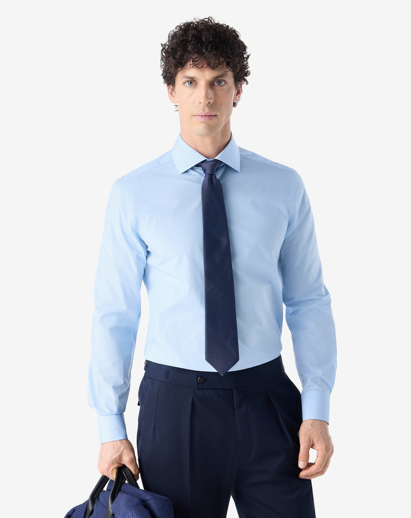 CORNELIANI Light blue cotton poplin shirt outlook