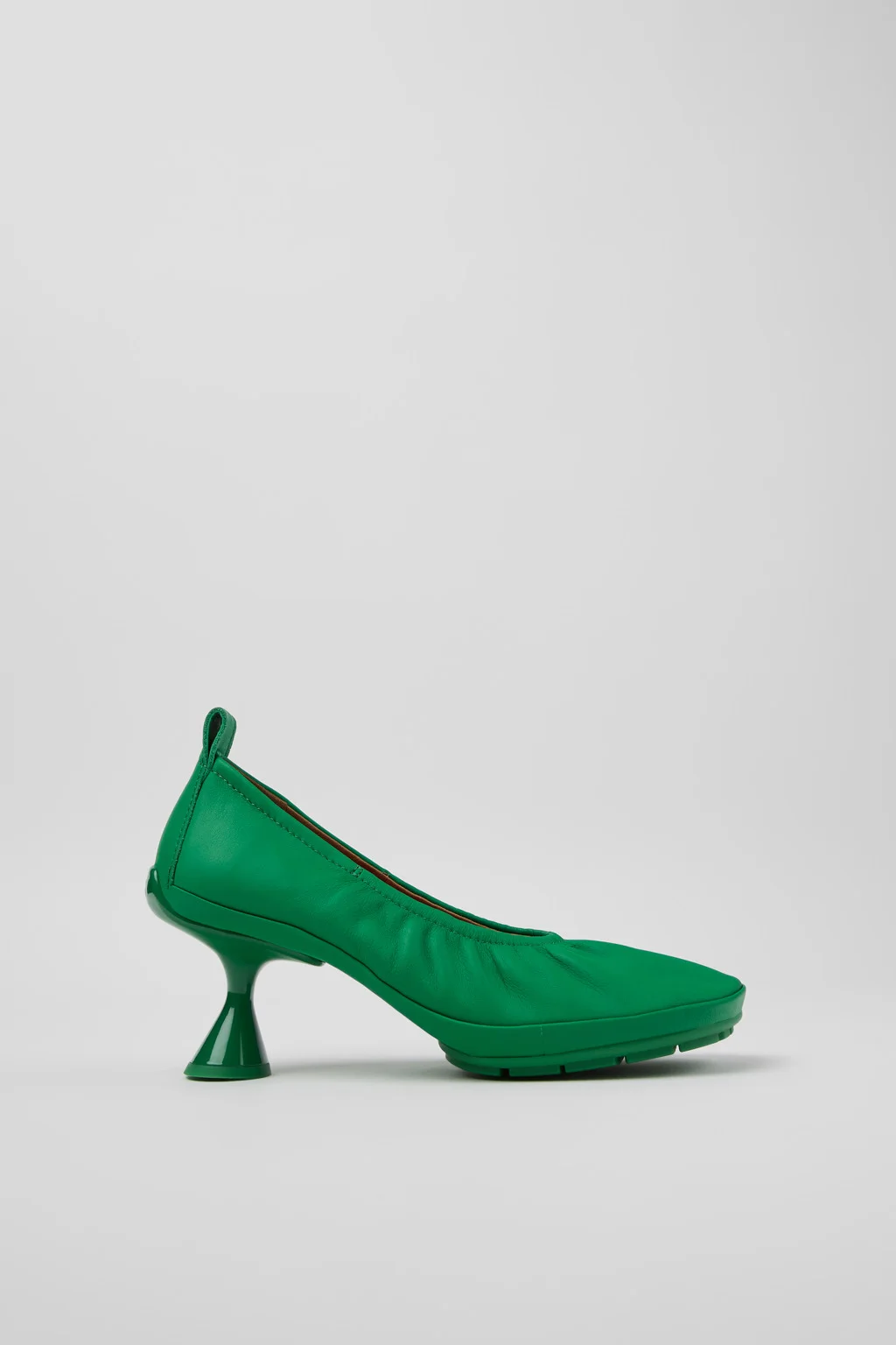 Right Left Green Leather Ballerinas for Women. - 1