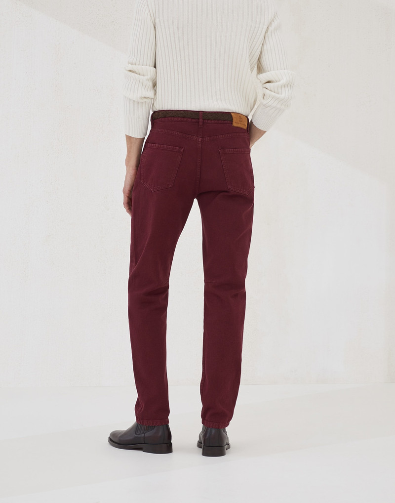Brunello Cucinelli Garment-dyed leisure fit five-pocket trousers in denim outlook