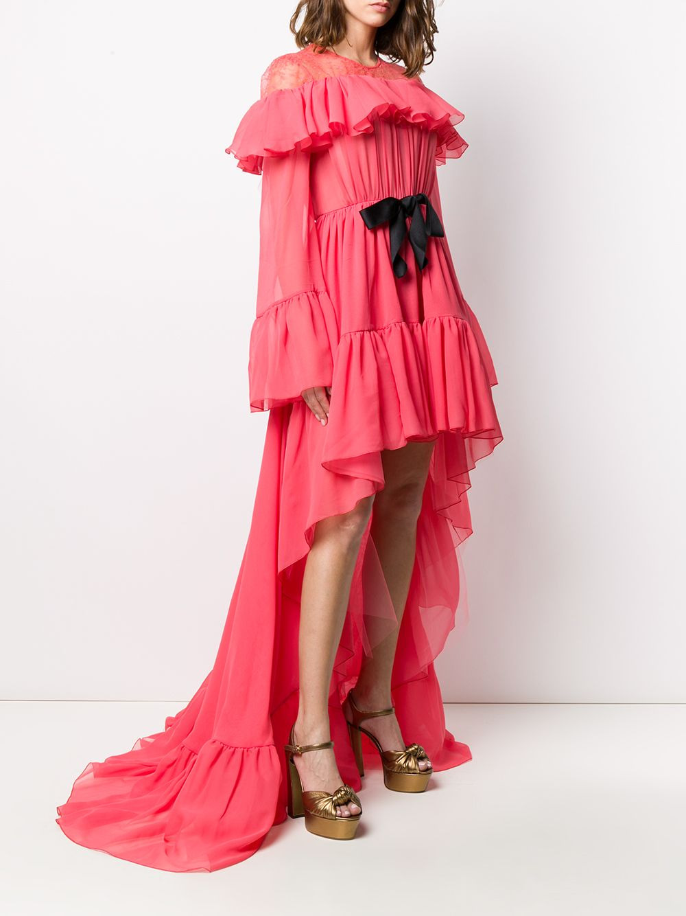 asymmetric ruffled gown - 3