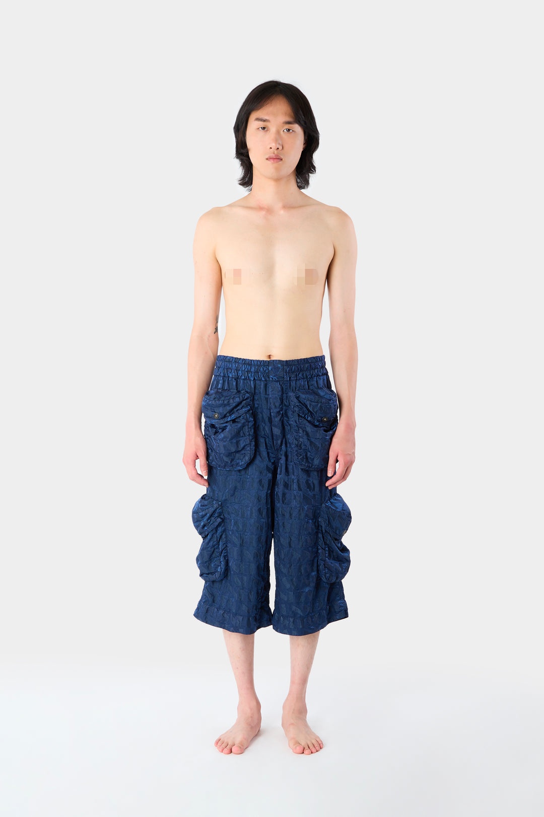 ALLOVER SHORT ELASTIC PANTS / blue - 4