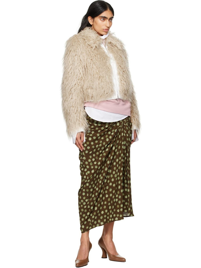 Dries Van Noten Beige Cropped Faux-Fur Jacket outlook