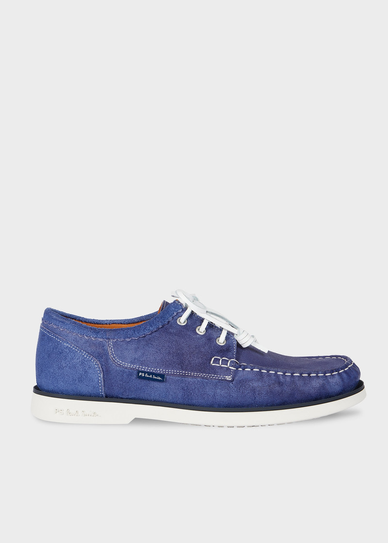 Cobalt Blue Suede 'Pebble' Boat Shoes 1