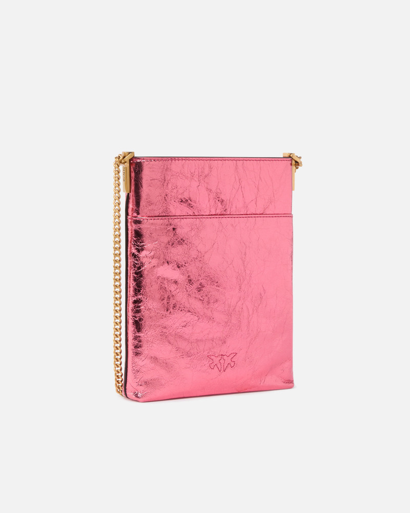 PINKO FLAT LAMINATED LEATHER BUCKET BAG WITH SHOULDER STRAP outlook