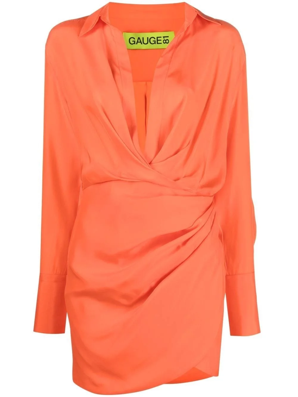 gathered-detail shirt dress - 1
