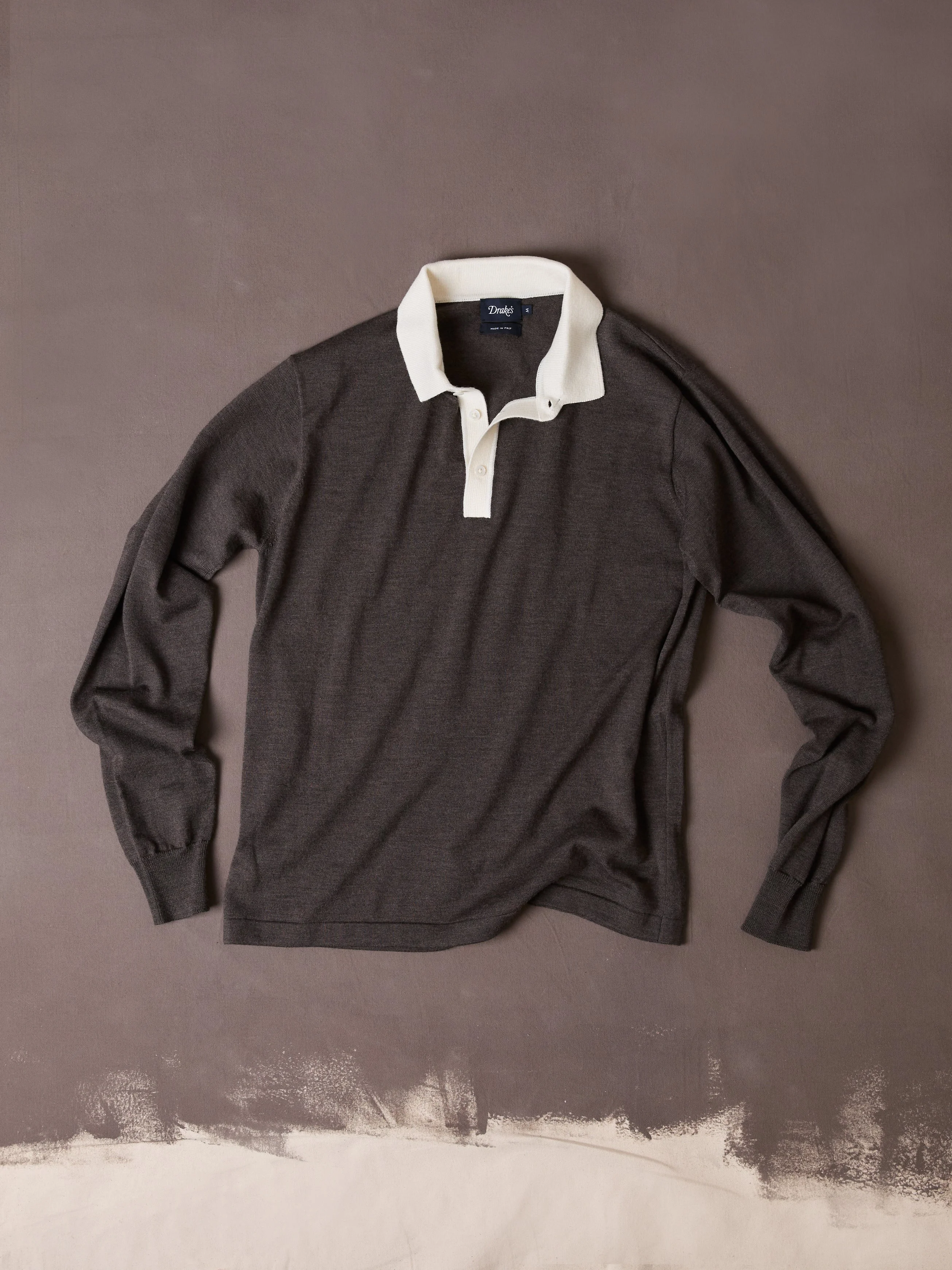Brown Merino Wool Knitted Rugby Shirt - 1