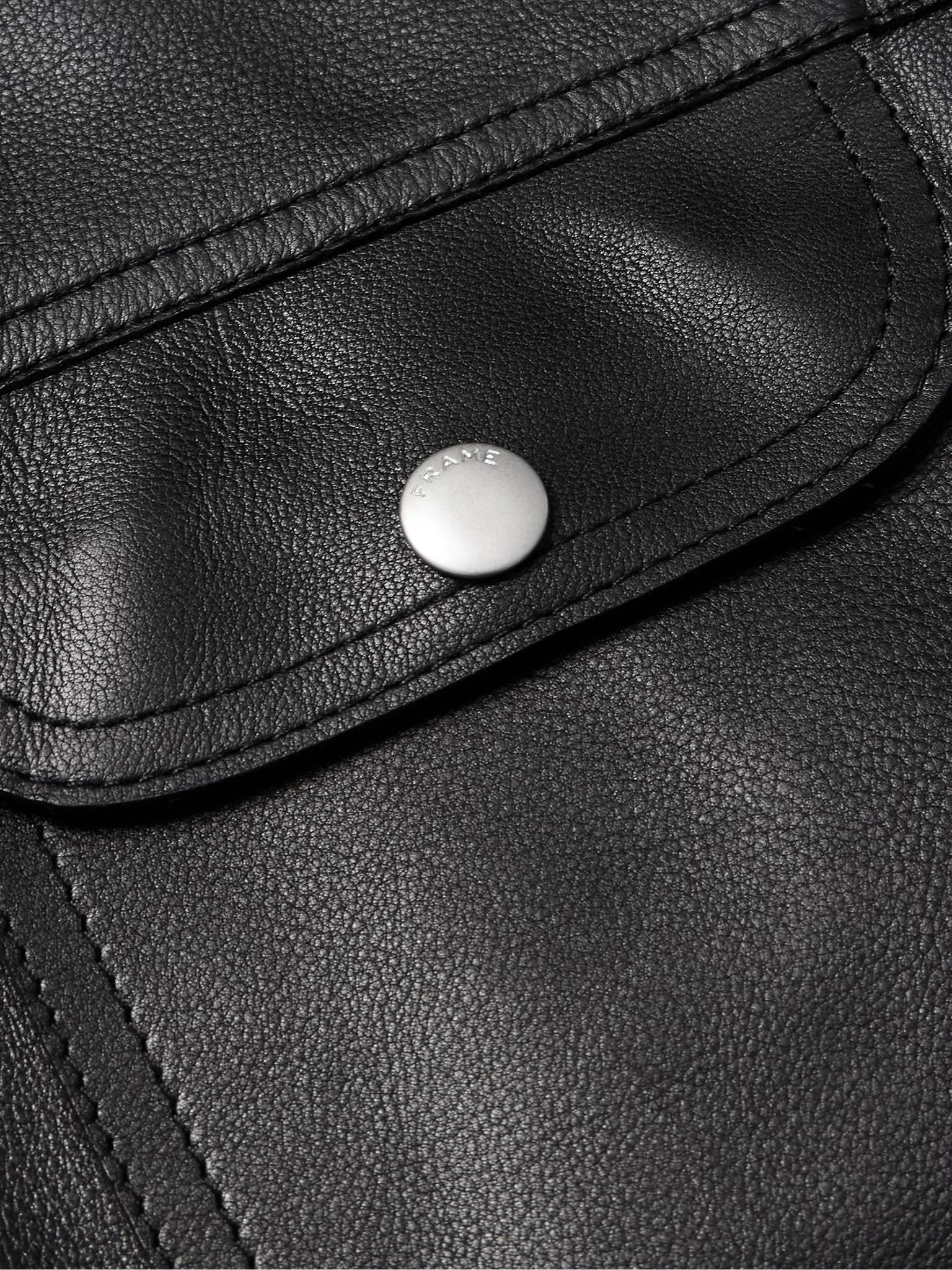 Leather Trucker Jacket Black - 5
