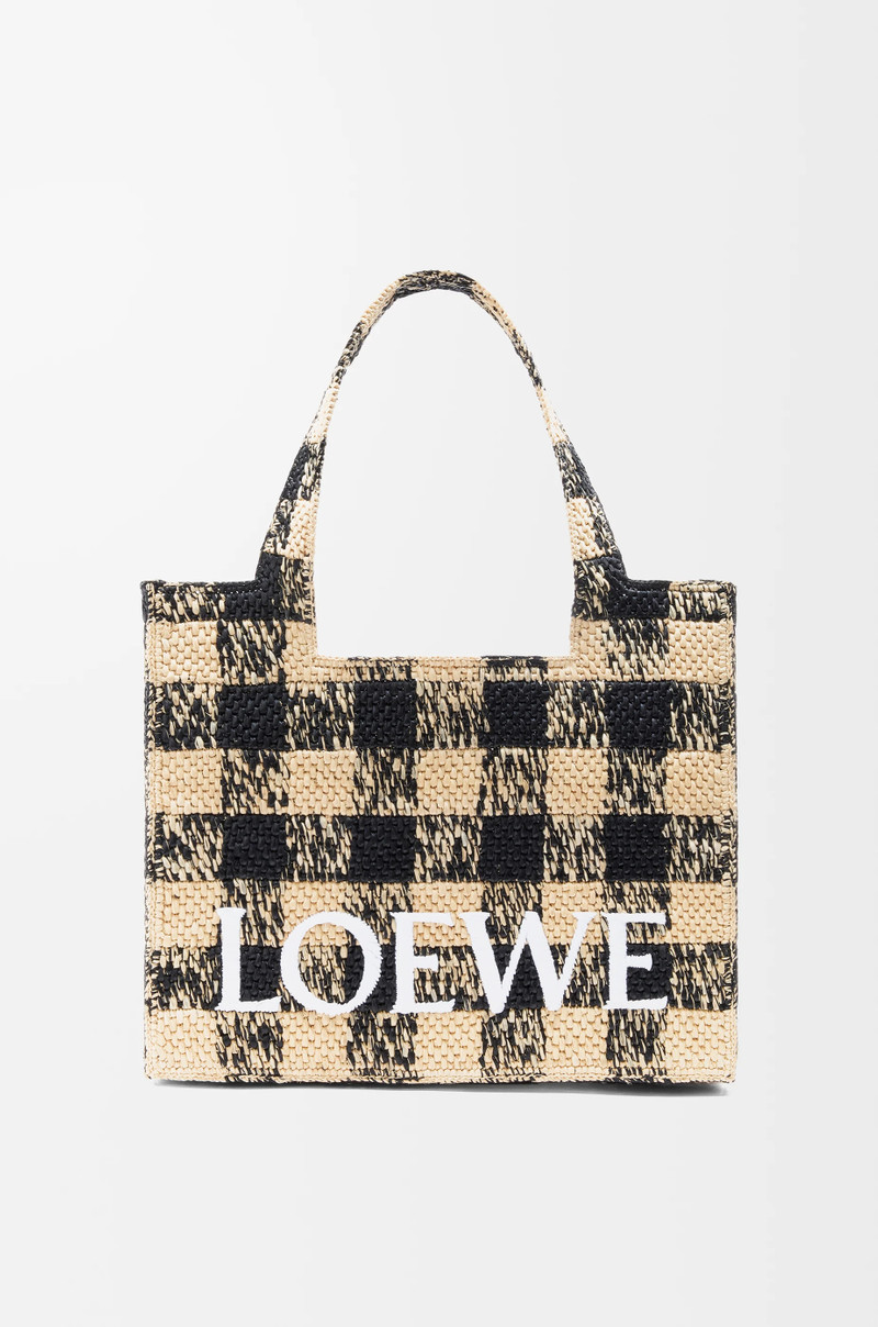 Large LOEWE Font tote in raffia 1