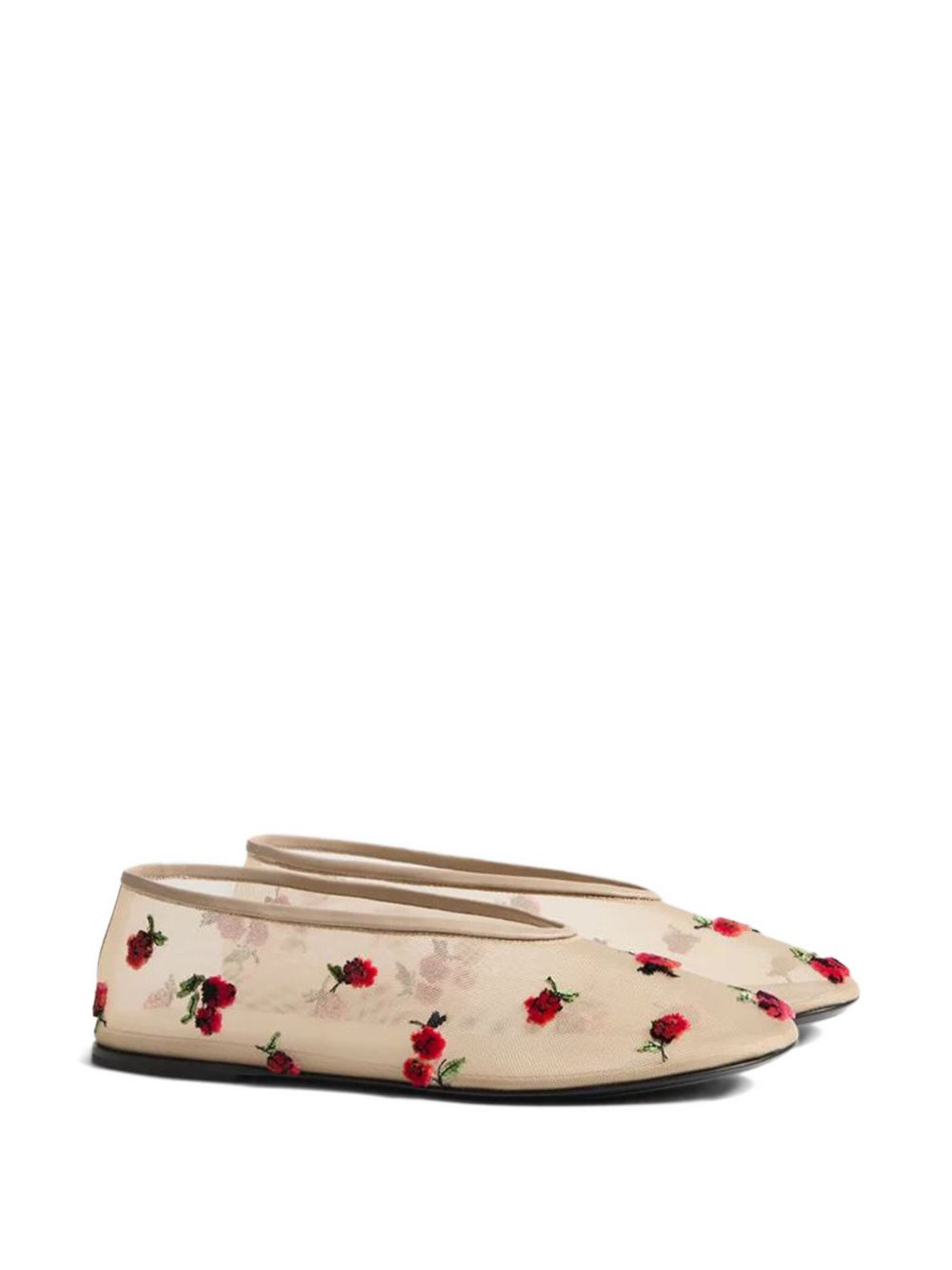 Marcy raspberry-embroidered flats - 2