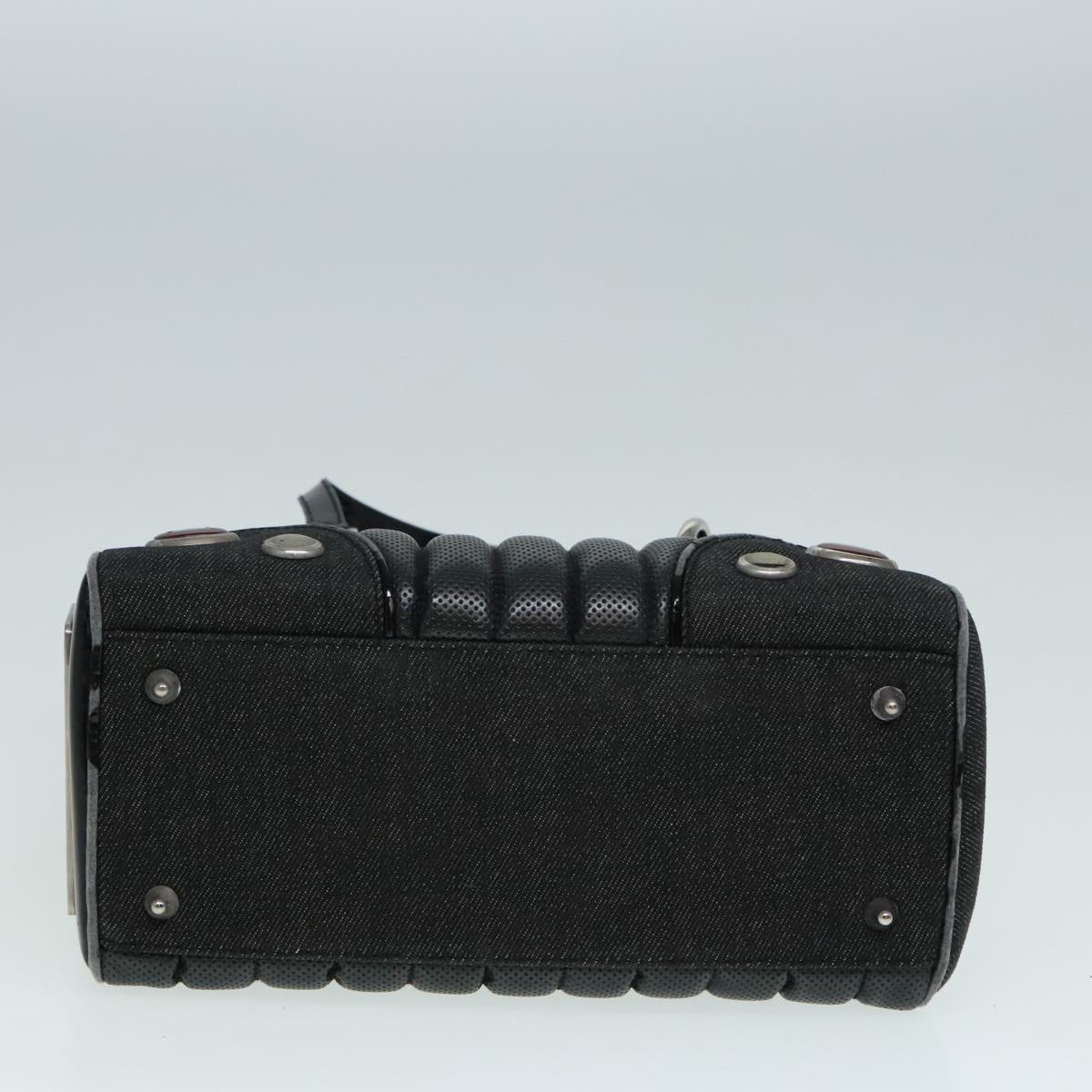 DIOR Hand Bag Leather Canvas Black Silver - 5