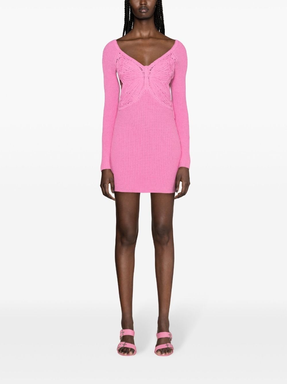 butterfly-embroidered knitted minidress - 2