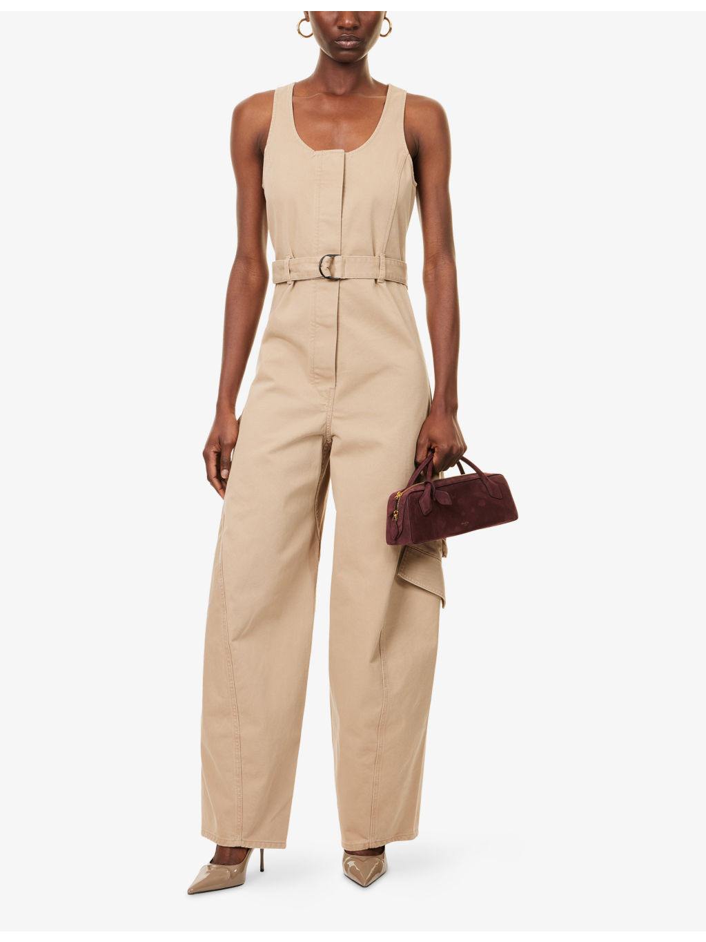 Cargo Curved-Leg Denim Jumpsuit - 2