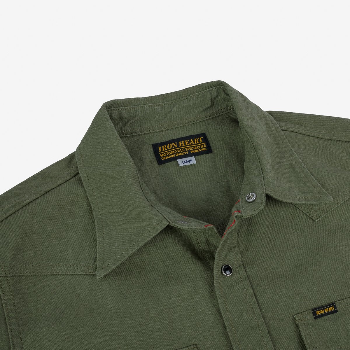 IHSH-381-OLV 9oz Military Serge CPO Shirt  - Olive - 8