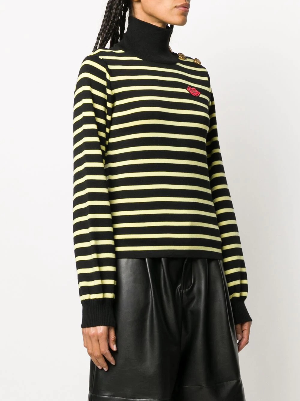 button-embellished striped wool jumper - 3