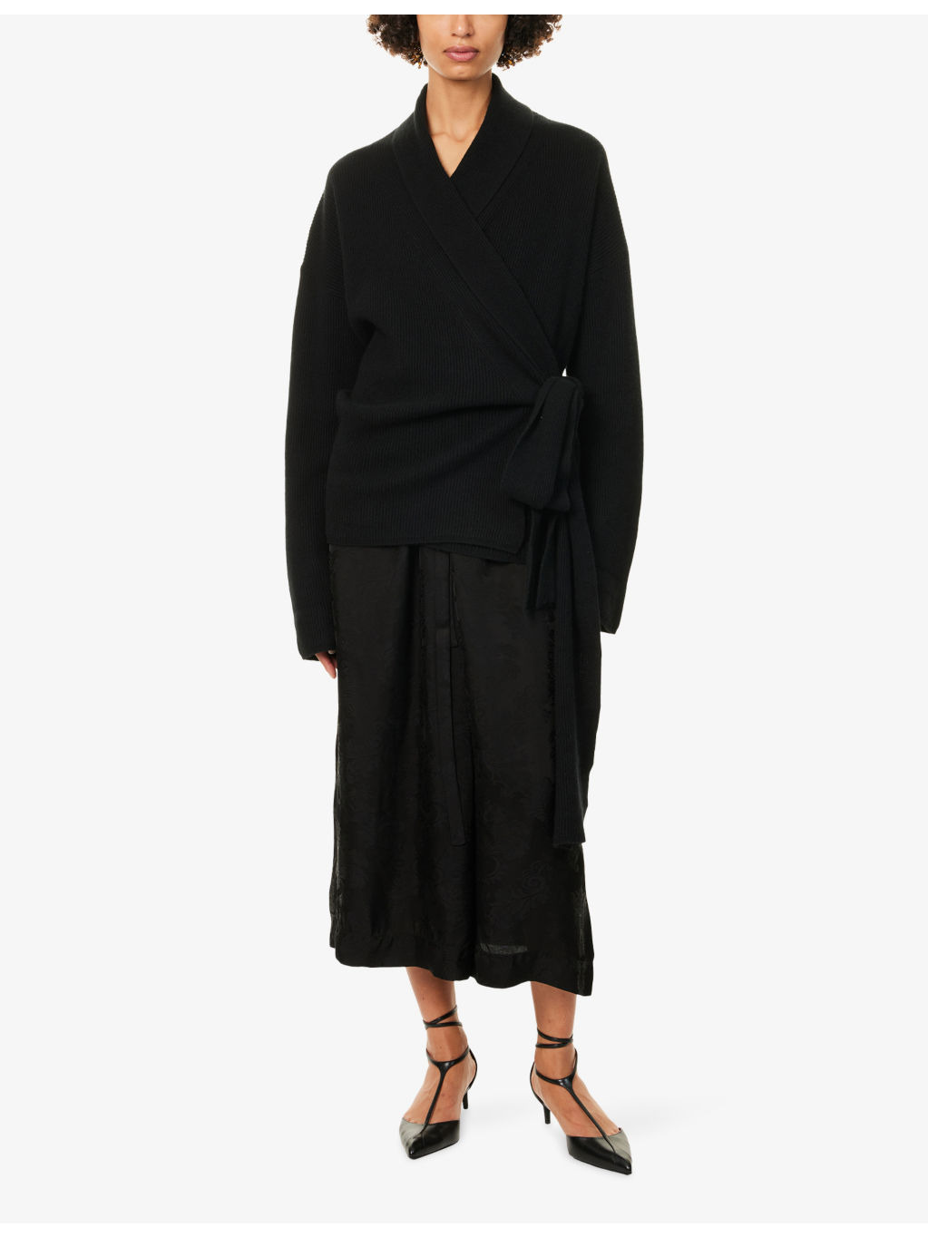 Wrap Shawl-Collar Cashmere Cardigan - 3