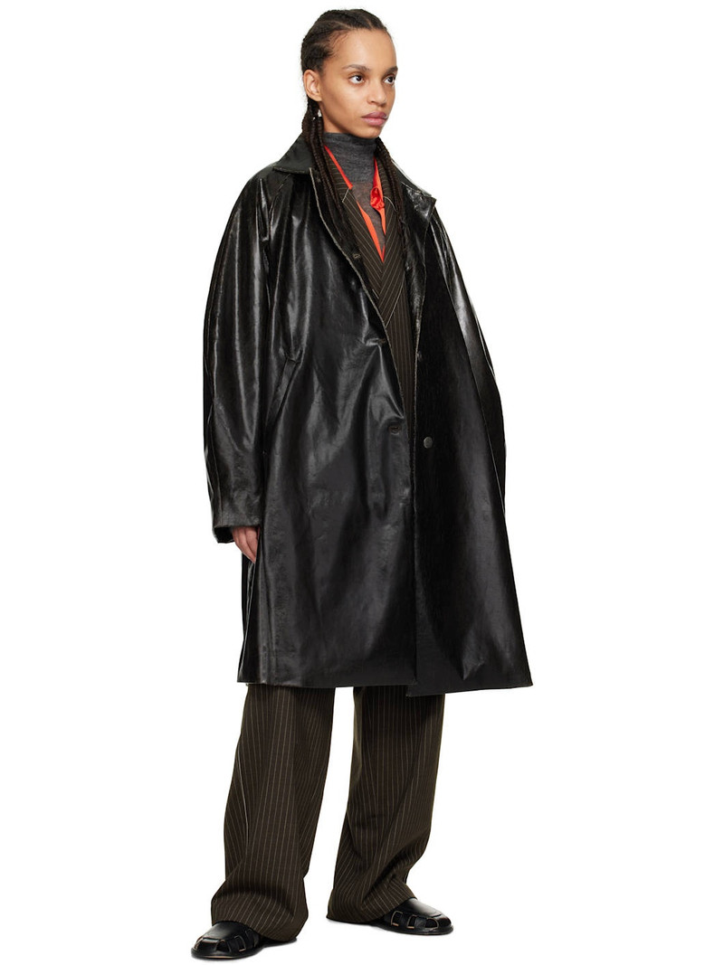 CORDERA Black Scratched Faux-Leather Coat outlook