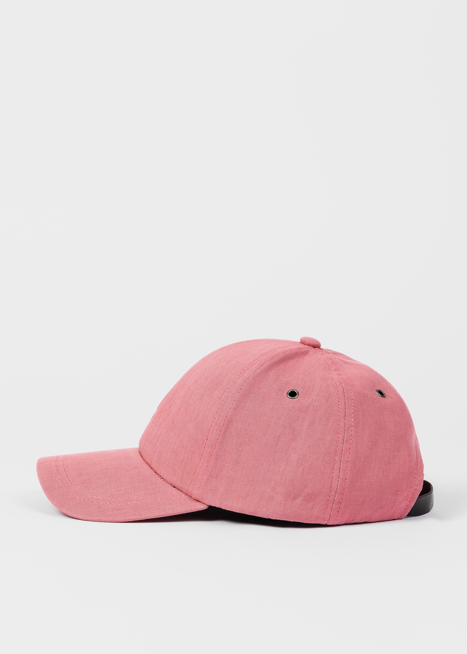 Pink Linen Signature Stripe Trim Cap - 5
