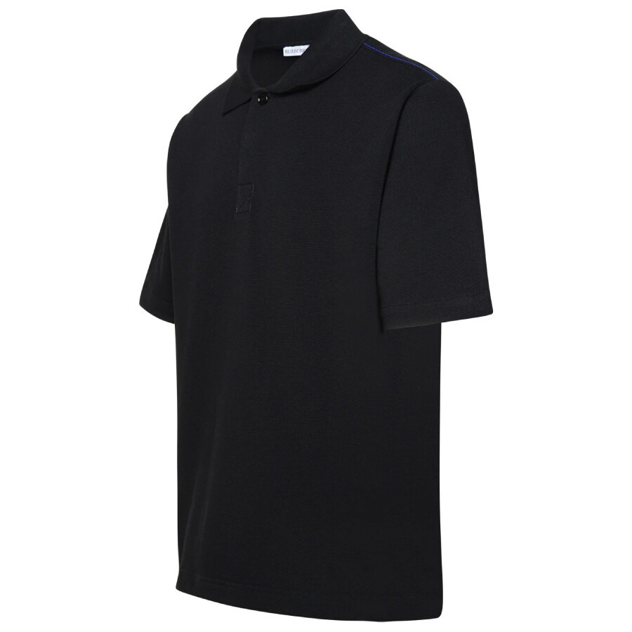 Burberry Striped-Cuffs Short Sleeved Cotton Polo Shirt - 7
