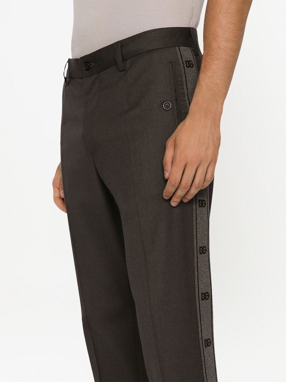 logo-trim tailored trousers - 5