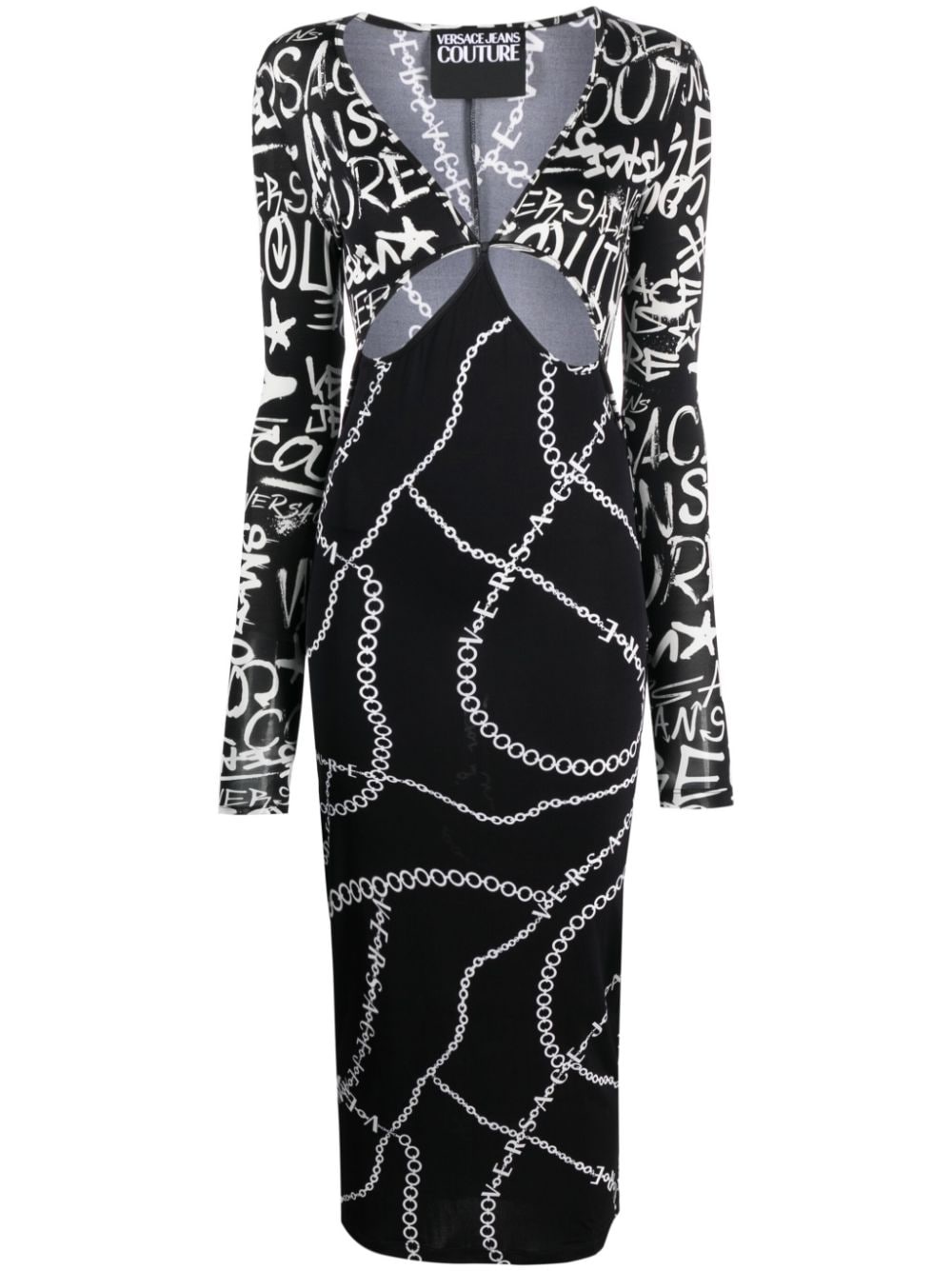 logo-print cut-out midi dress - 1