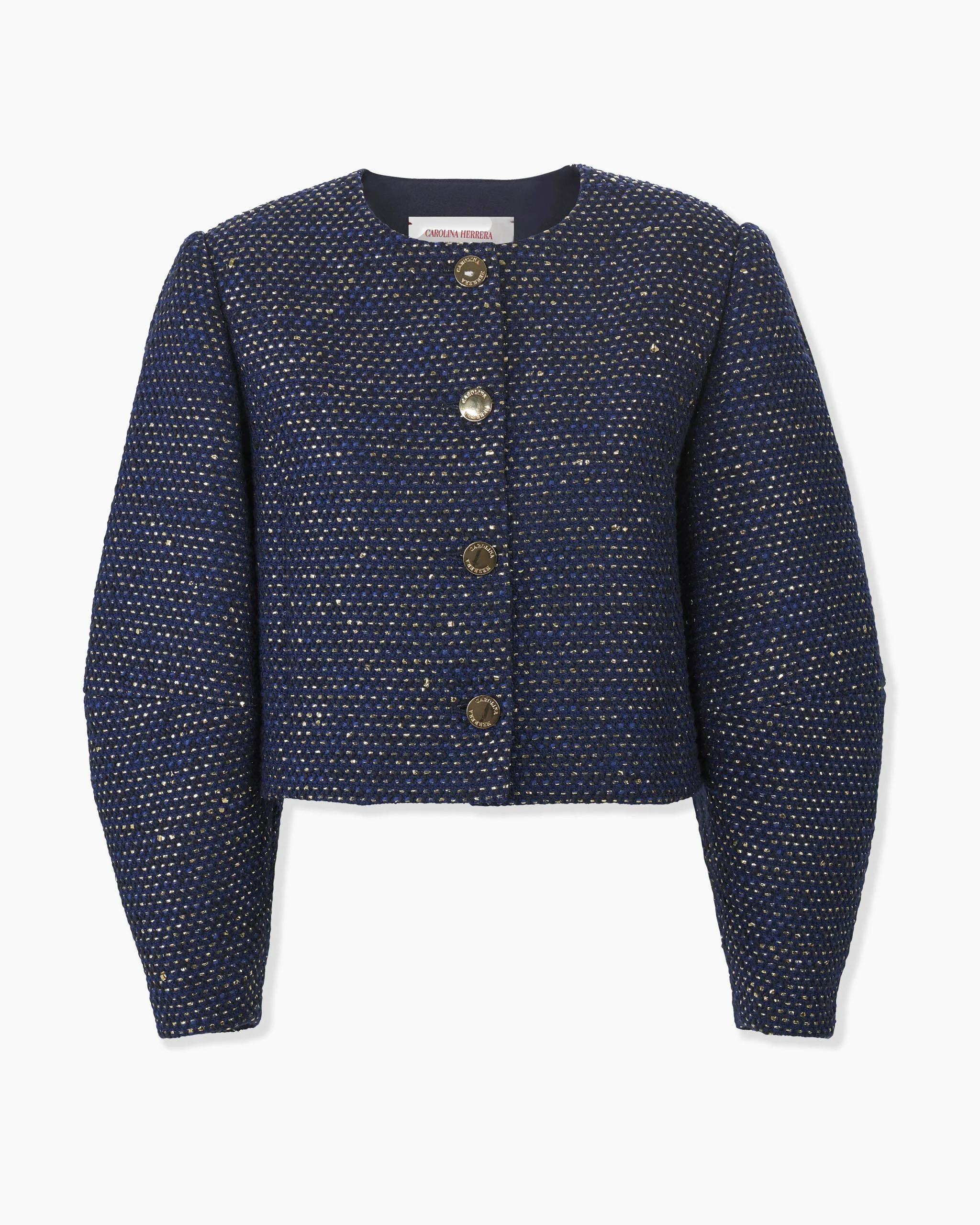 Arc-Sleeve Lurex Tweed Jacket - 1