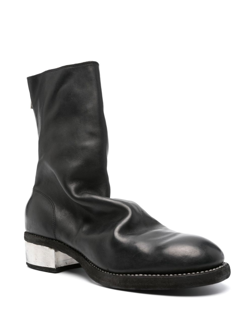 round-toe leather boots - 2