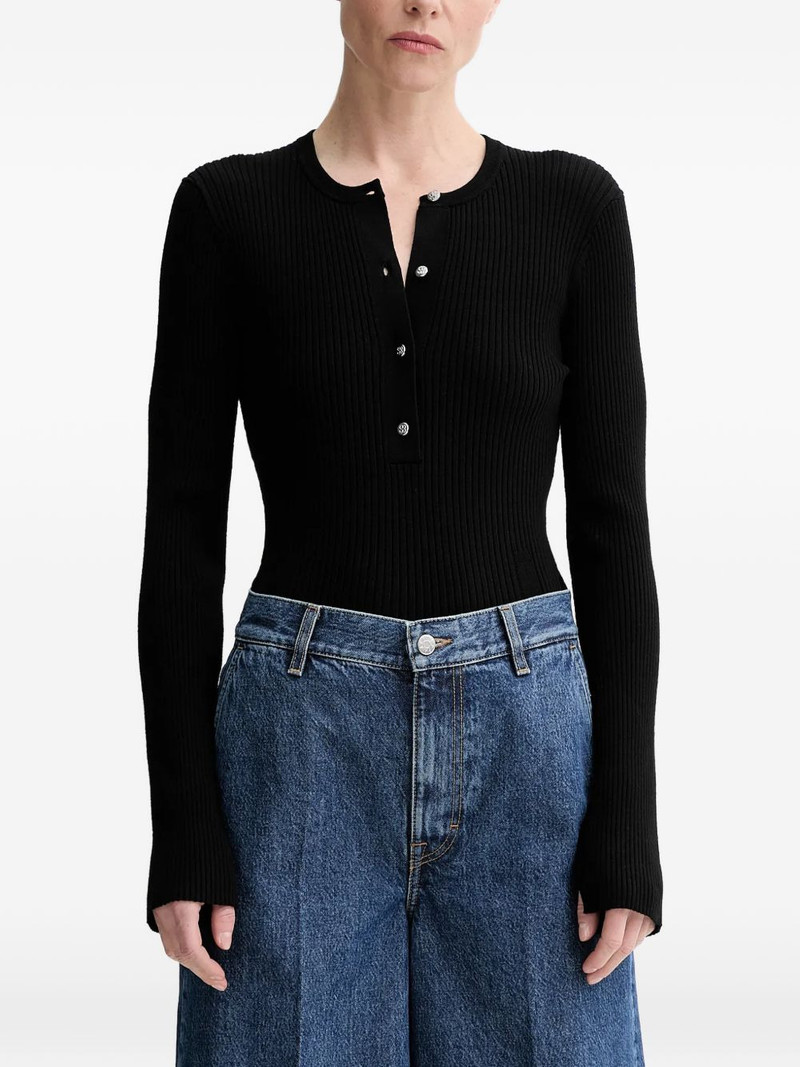 Henley ribbed-knit sweater 1