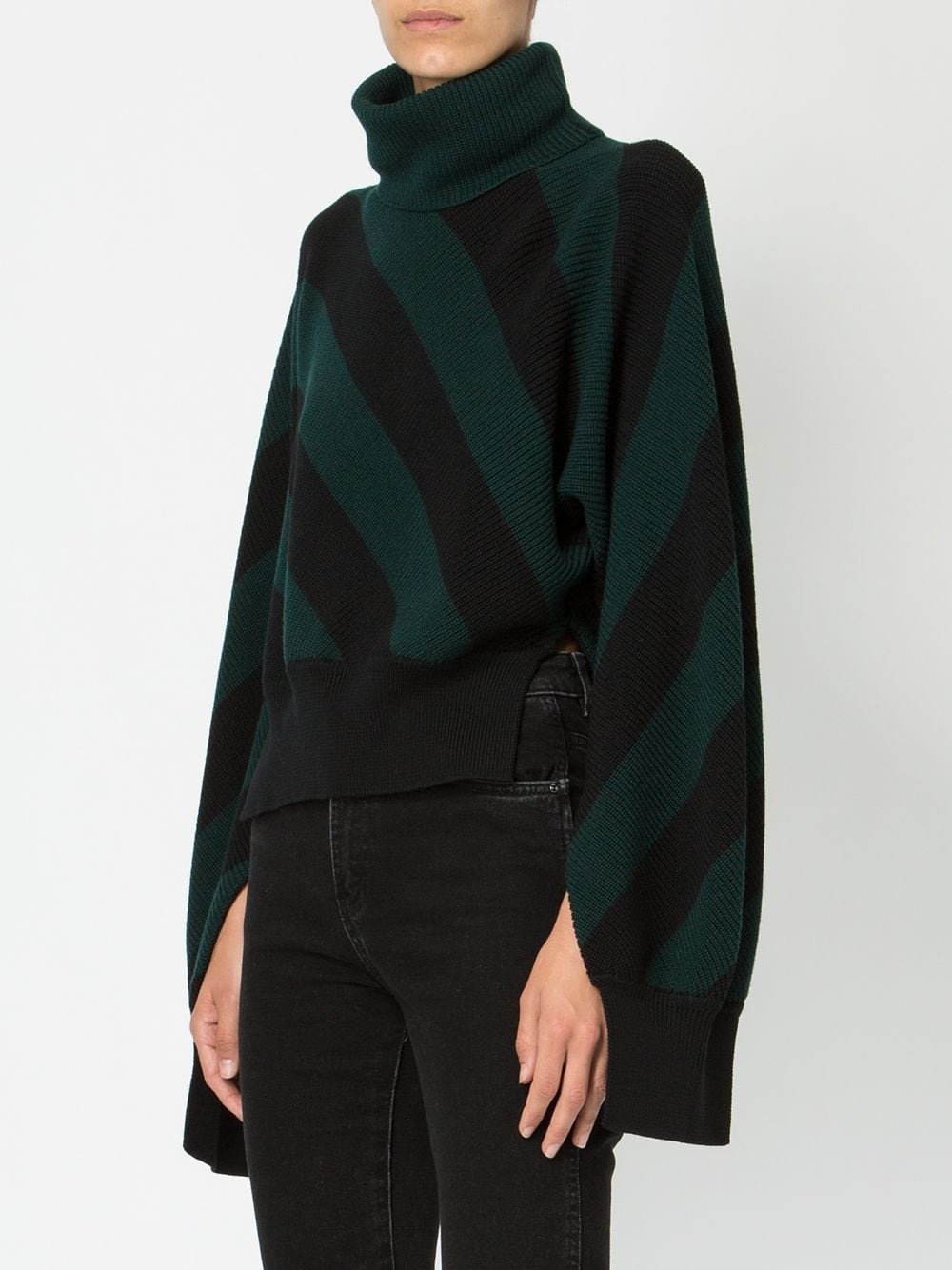 diagonal stripe turtleneck jumper - 3