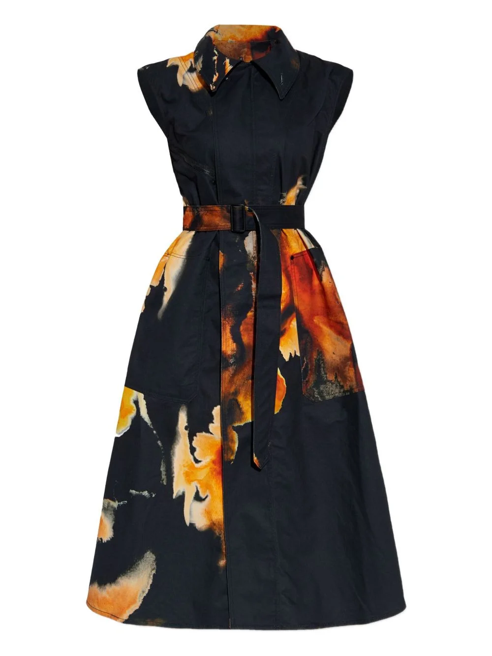 print belted dress - 1