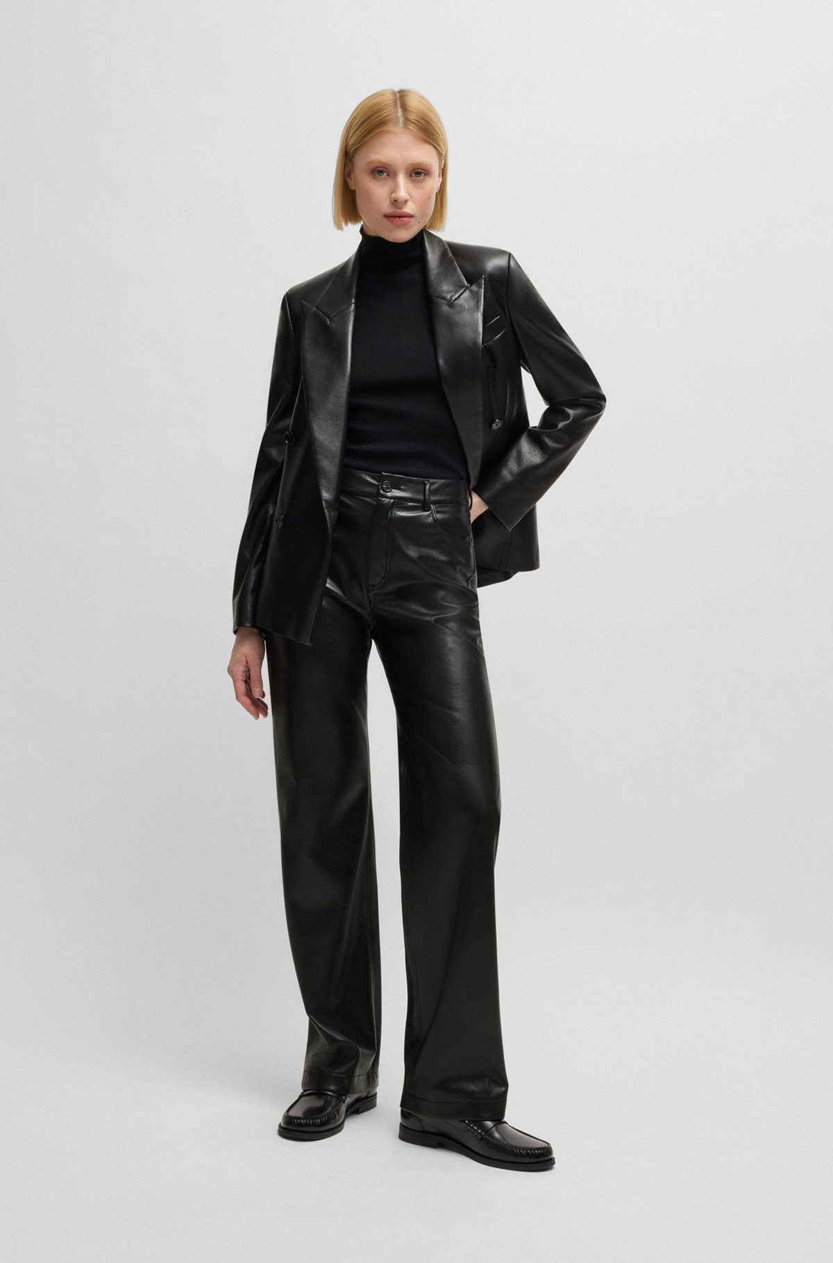 FIVE-POCKET TROUSERS IN FAUX LEATHER - 3