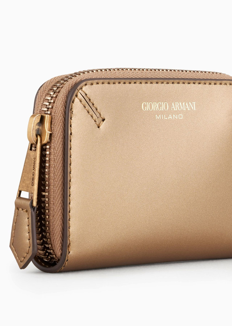La Prima lamé-leather card holder with wraparound zip 4