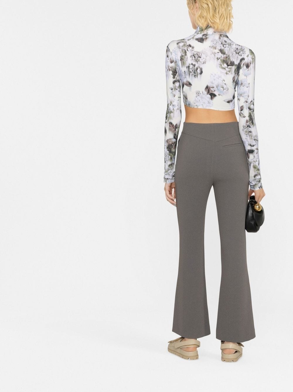 cropped kick flare trousers - 4