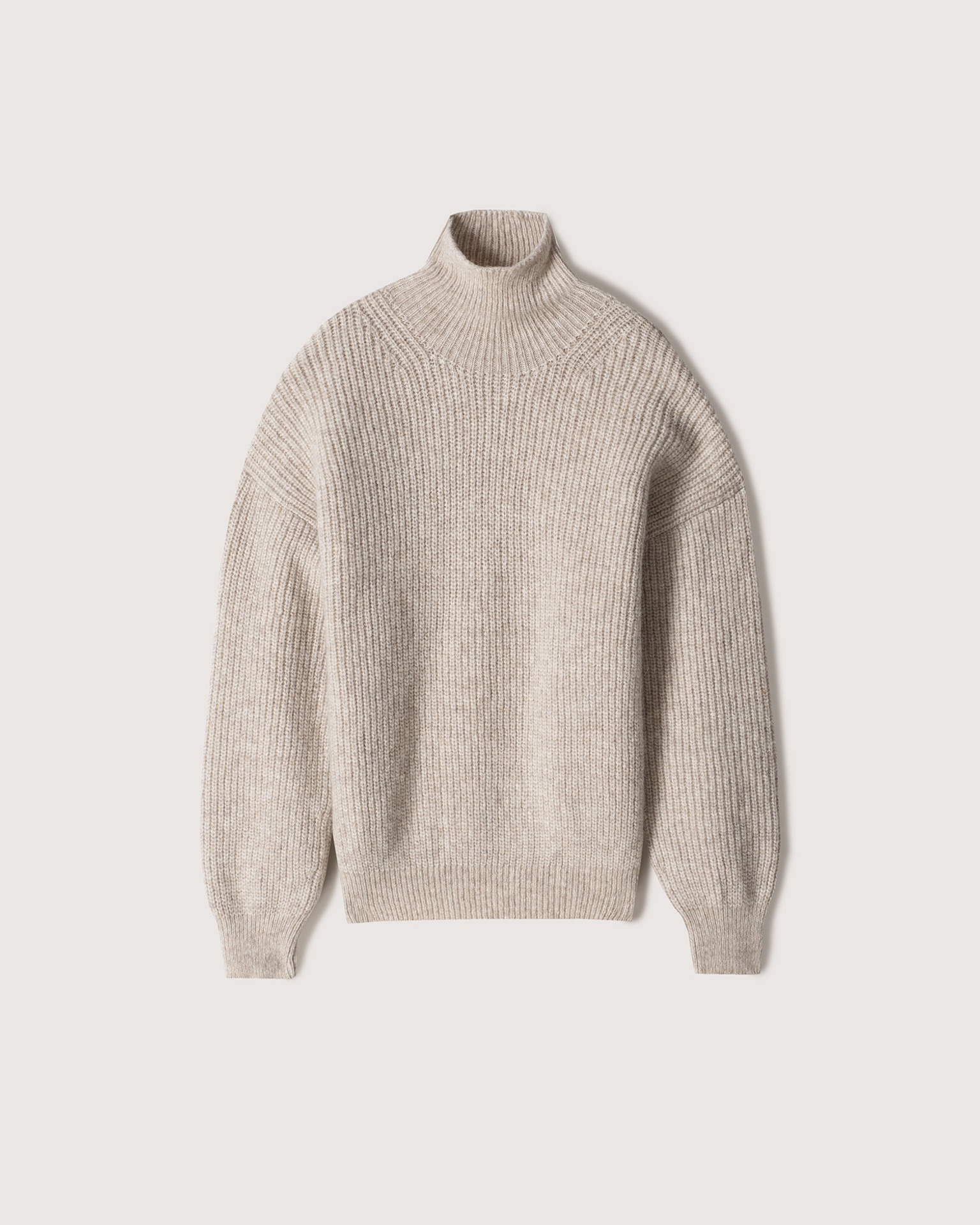 YANA MENS - Ribbed alpaca turtleneck sweater - Beige - 1