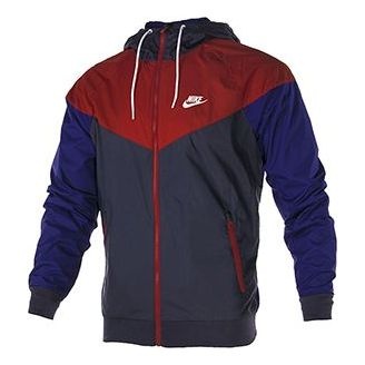 Men's Nike Windrunner Hooded Woven Windbreaker Sports Colorblock Jacket Red 727325-452 - 1