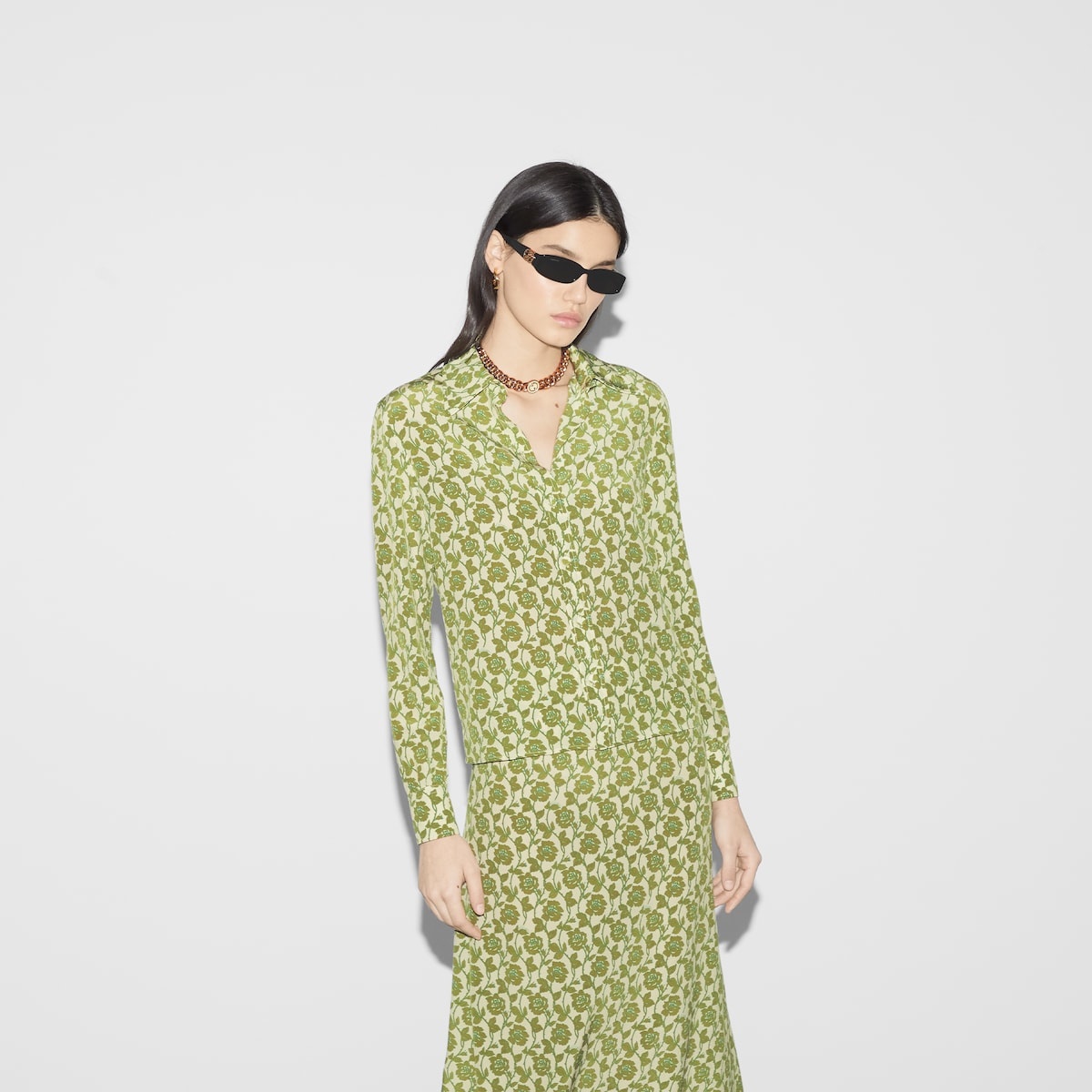 Floral print silk crêpe de chine shirt - 3