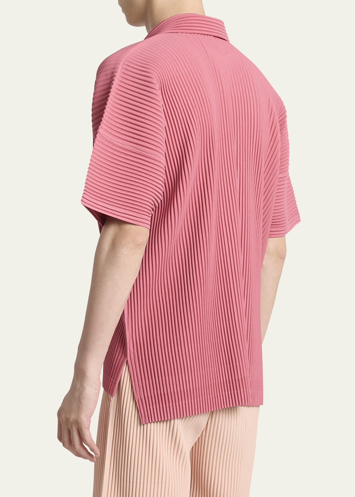 Men's Pleated Button-Down Shirt - 3